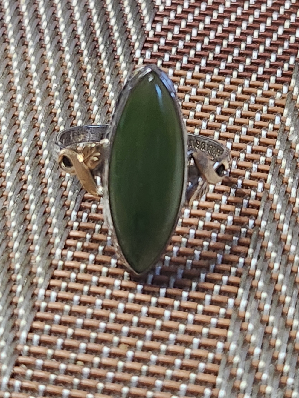 Green Marquise Stone Silver Ring - Women's Jewelry